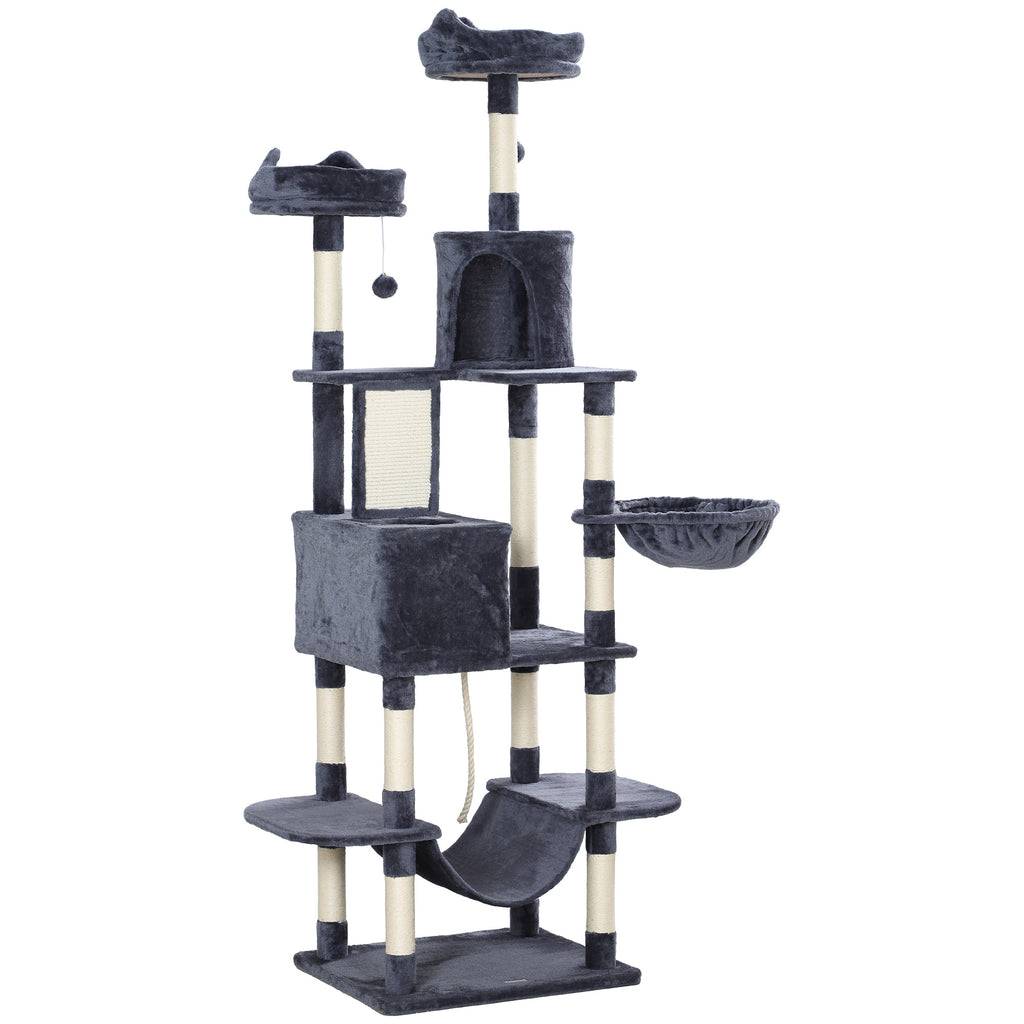 81" Cat Tree with Scratching Posts and Beds – Dark Gray / 630x255x520 mm