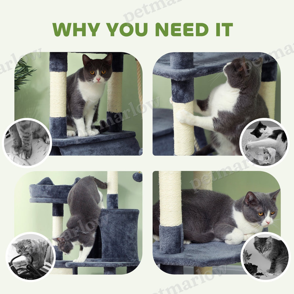 81" Cat Tree with Scratching Posts and Beds – view 6