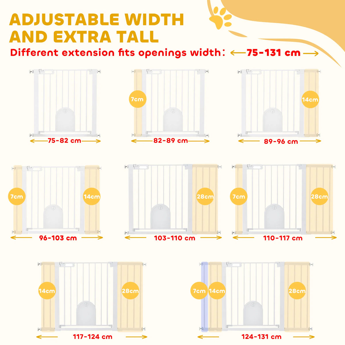 Extra Wide Pet Gate Barrier with Small Door for Dogs – view 7