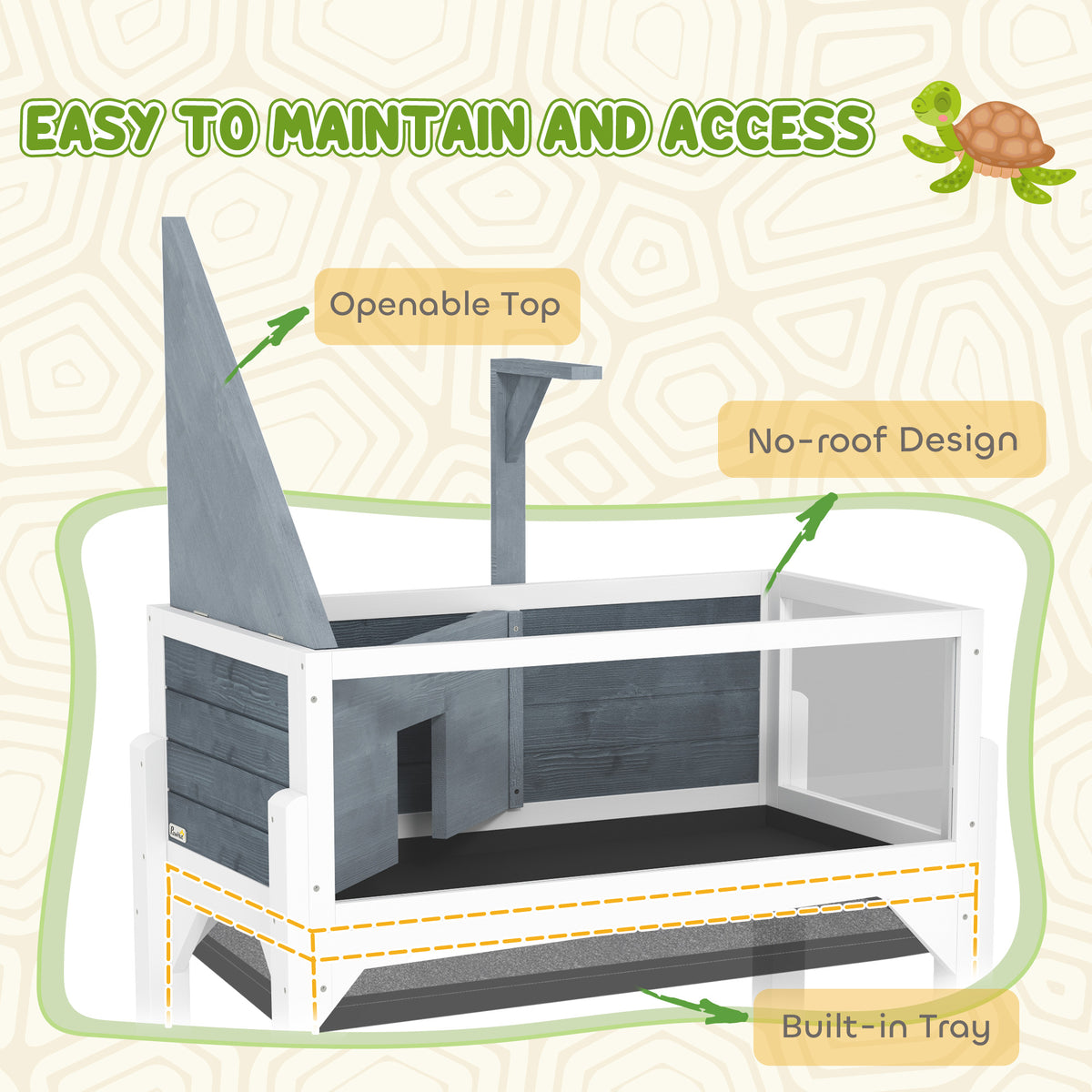 Wooden Tortoise Habitat with Storage Shelf and Clear Windows – view 8
