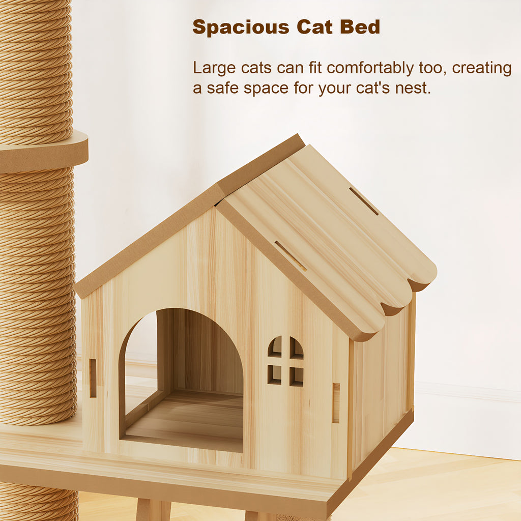Floor to Ceiling Cat Tree with Scratching Post and Condo Bed – view 10