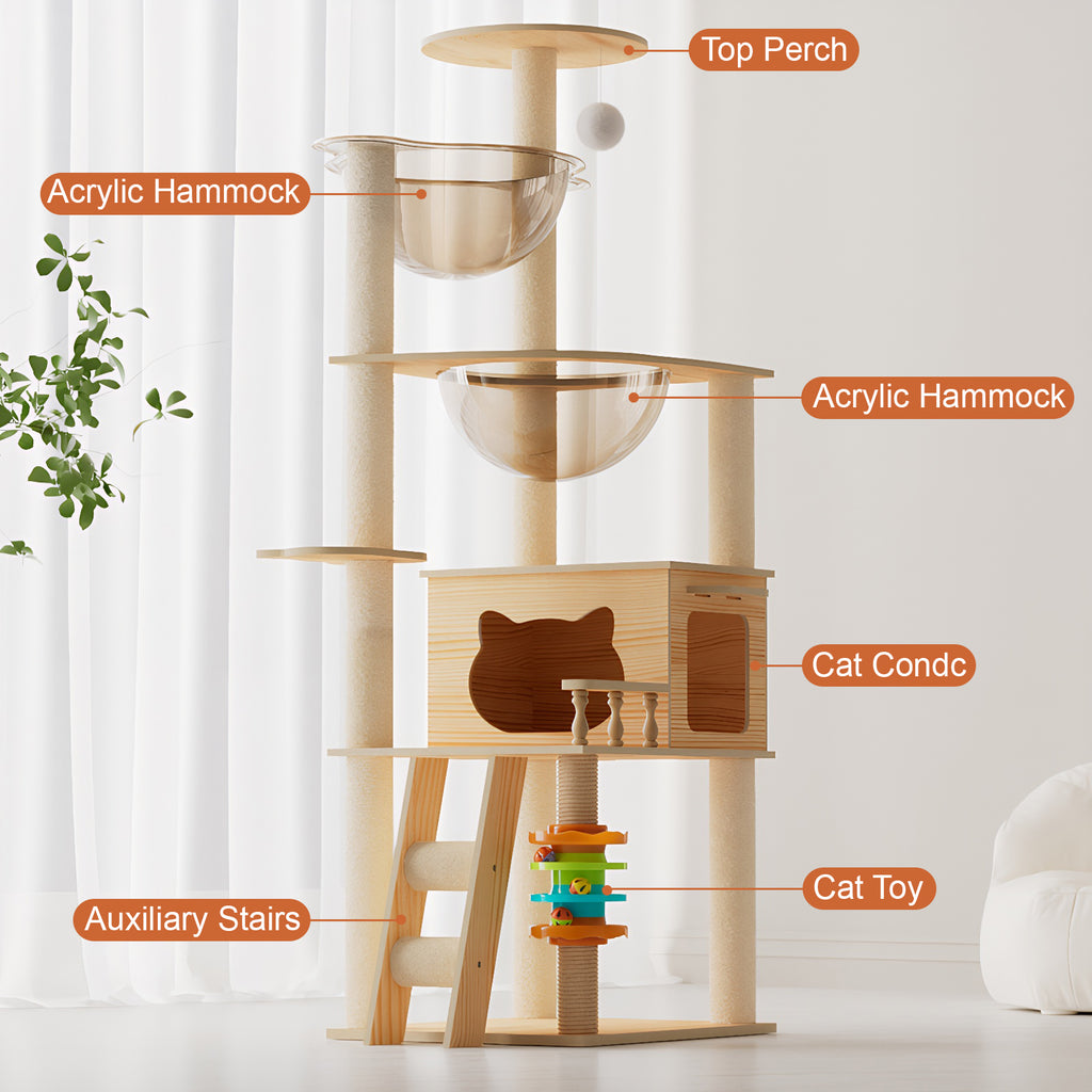 59" Modern Cat Tower with Scratching Posts and Perch – view 9