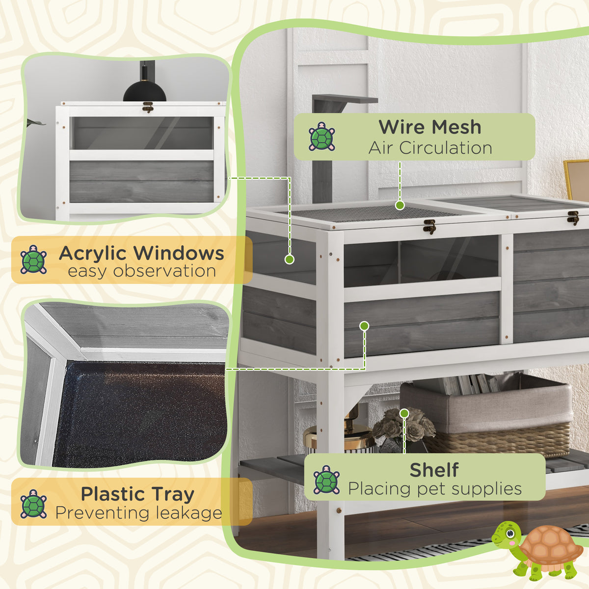 Tortoise Habitat with Shelf Storage for Indoor Use – view 7