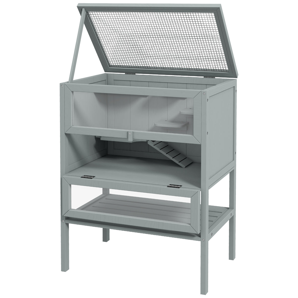 Wooden Hamster Cage with Openable Top and Storage Shelf – view 8