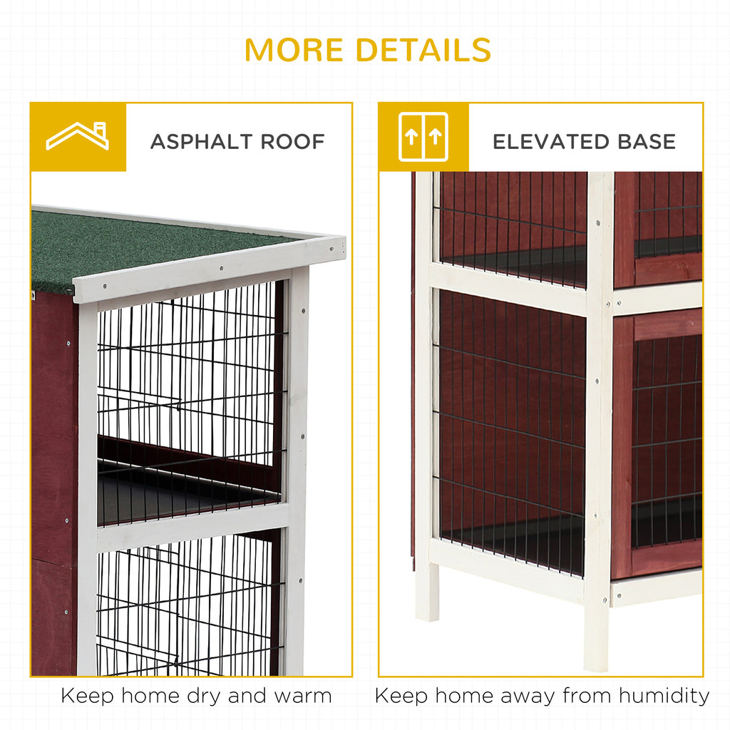 2-Story Elevated Wooden Rabbit Hutch with Enclosed Run – view 7