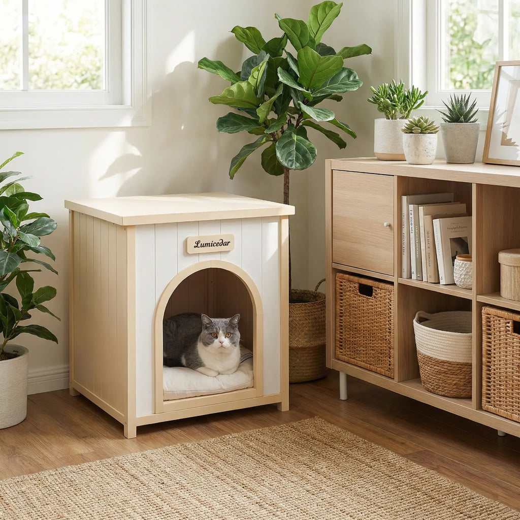 Modern Indoor Wooden Dog House with Cushion – view 11