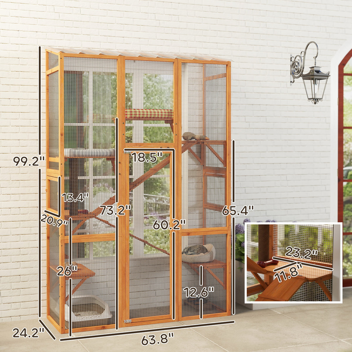 Outdoor Catio Cat Enclosure with Jumping Platforms and Ramps – view 9
