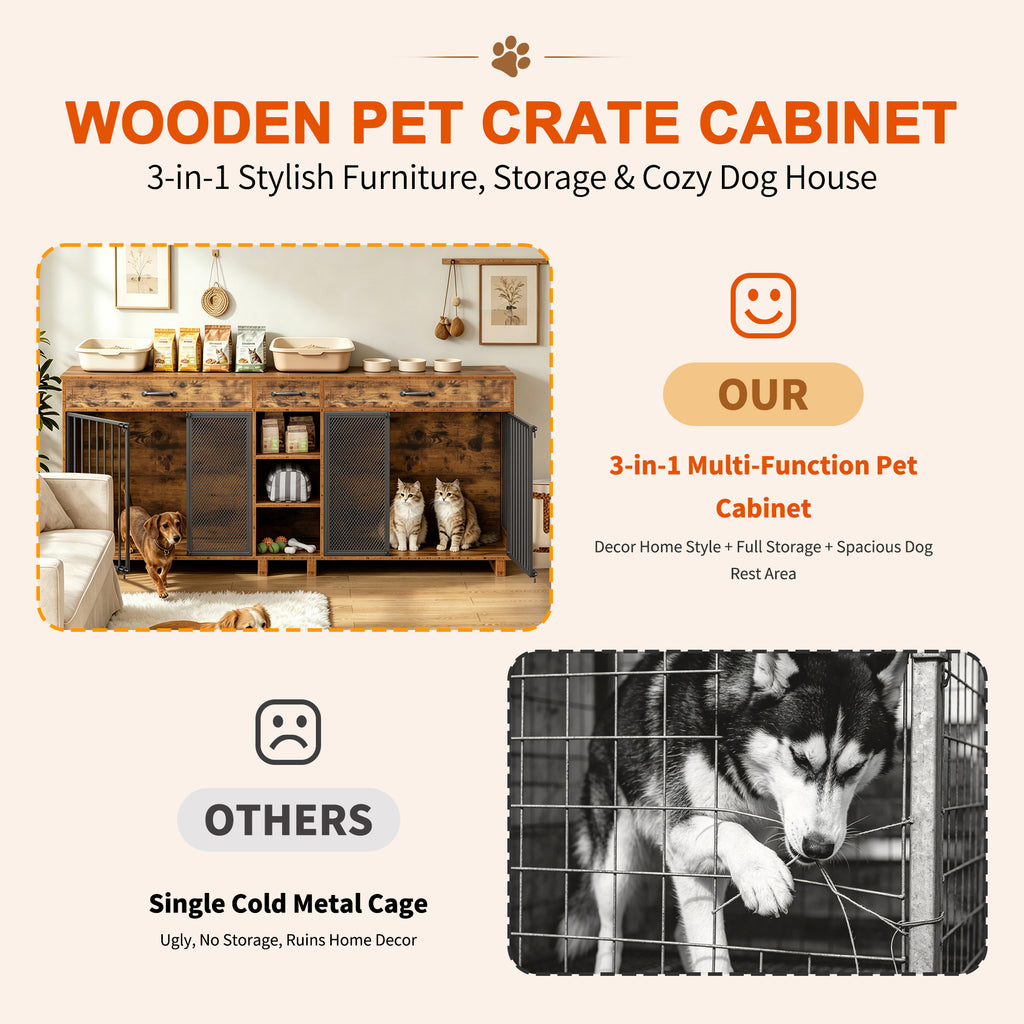 Large Wooden Dog Crate with Storage Cabinet – view 7