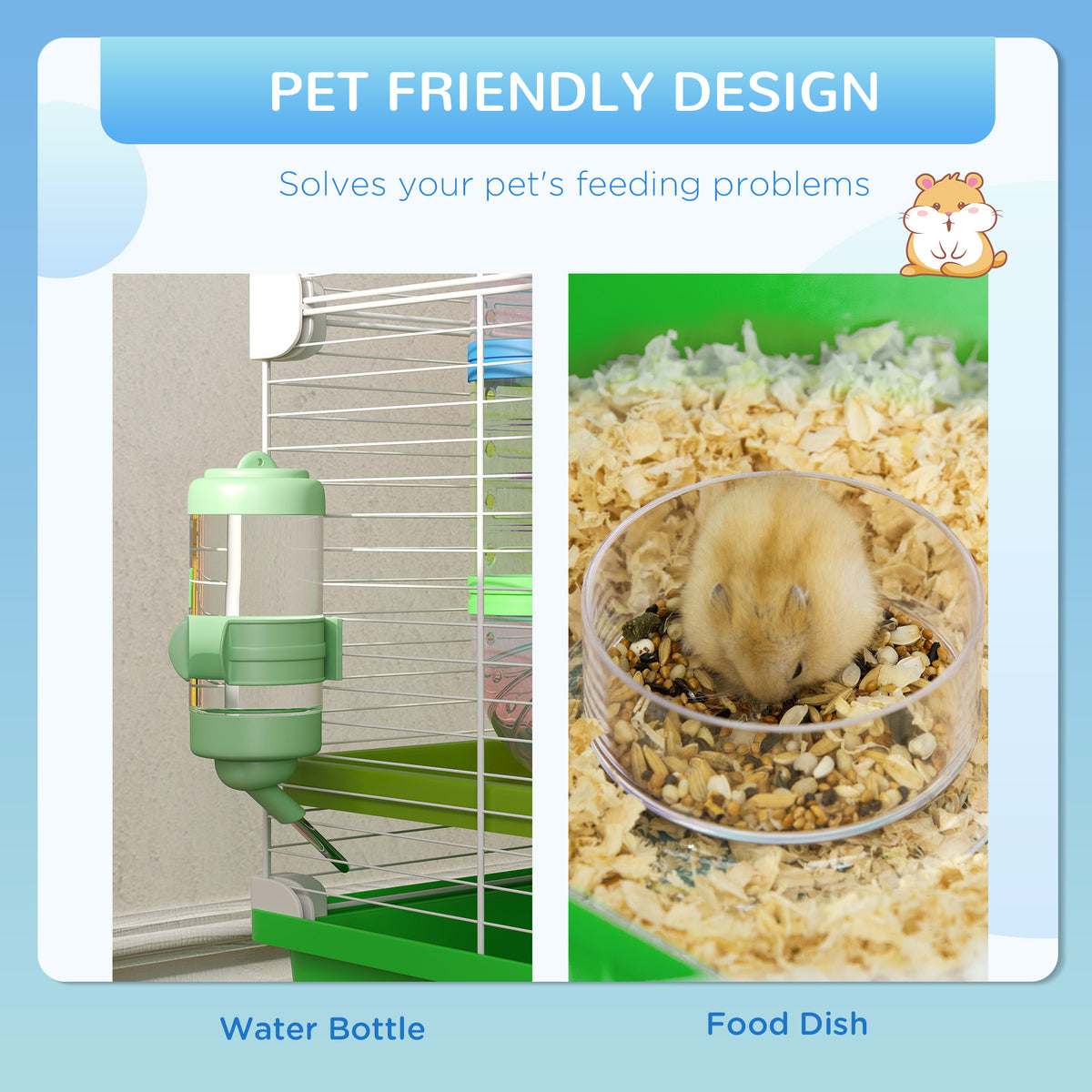 5-Tier Hamster Cage with Wheel and Water Bottle – view 7