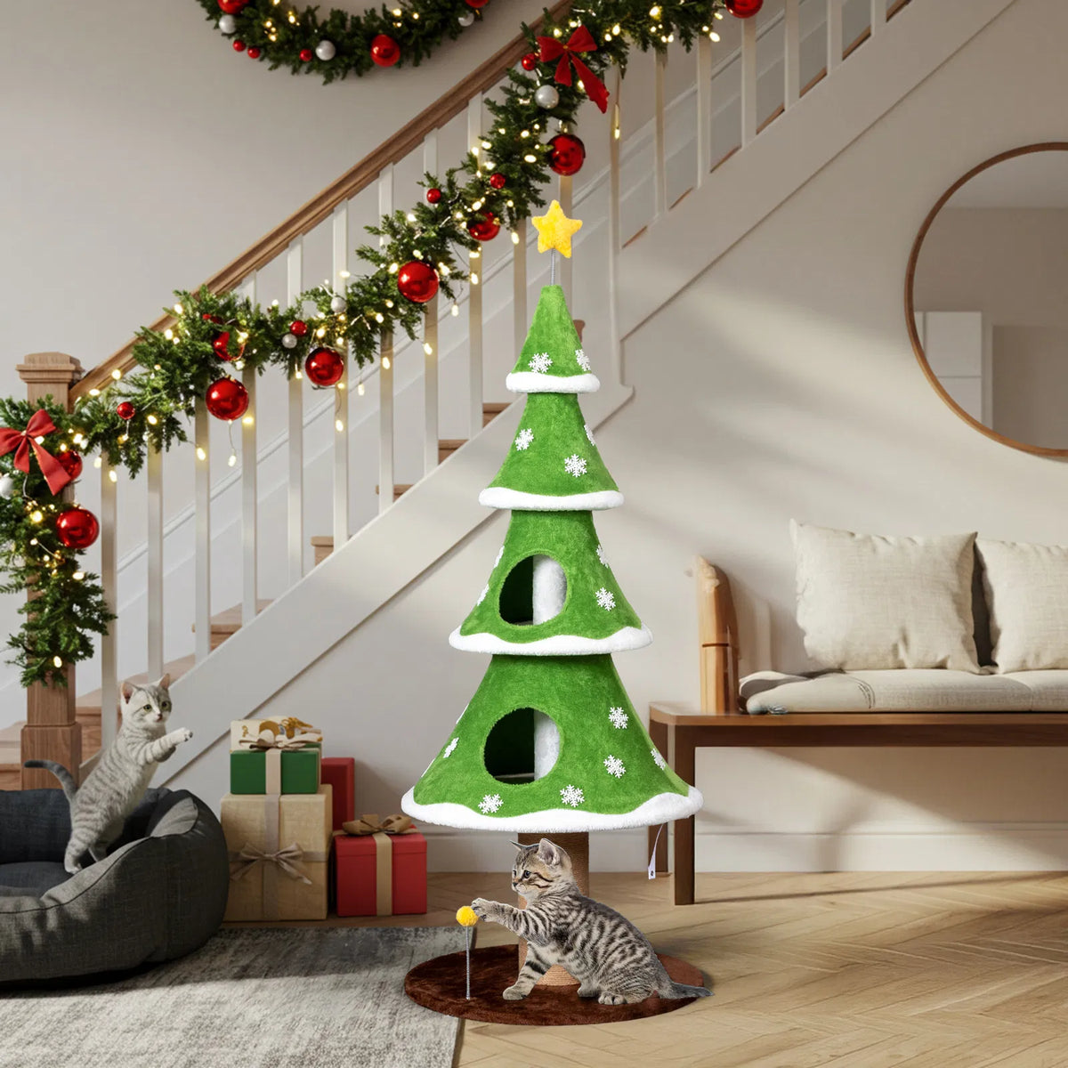 Large Tall Christmas Tree Cat Tower – view 8
