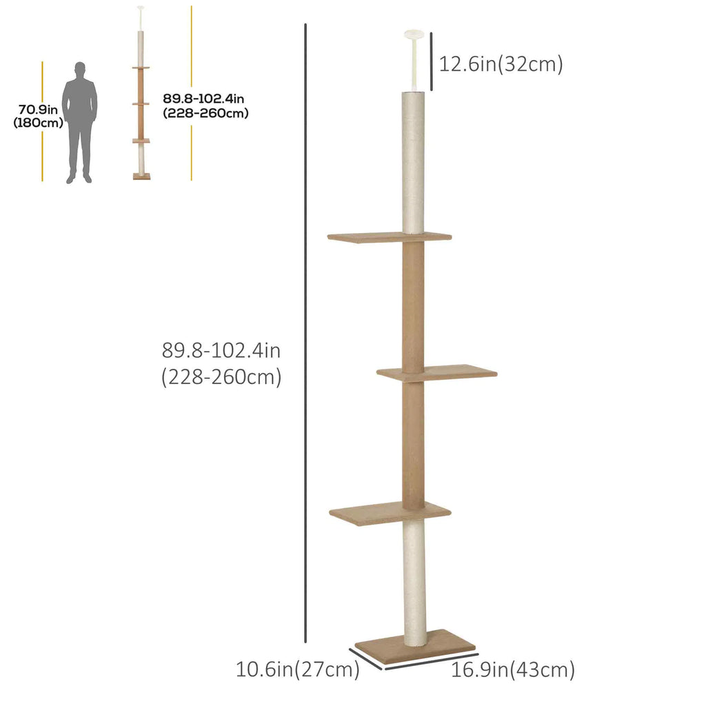 Floor To Ceiling Cat Tree with 3 Perches for Climbing and Playing – view 7