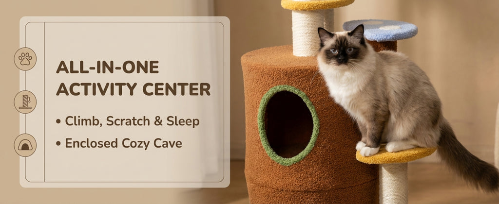 Mushroom Cat Tree with Condo and Plush Perches – view 11