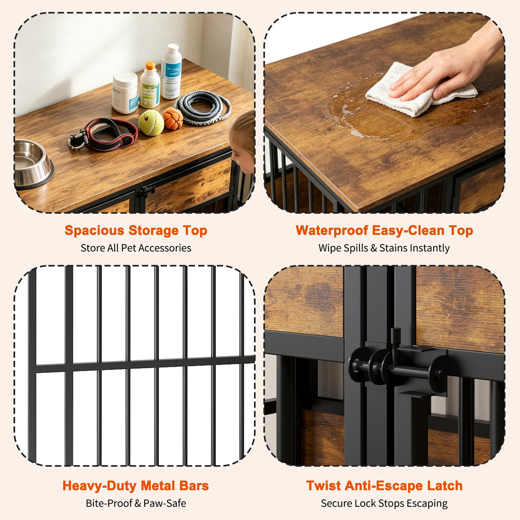 Wooden Dog Crate Furniture with Storage Top for Indoor Use – view 8