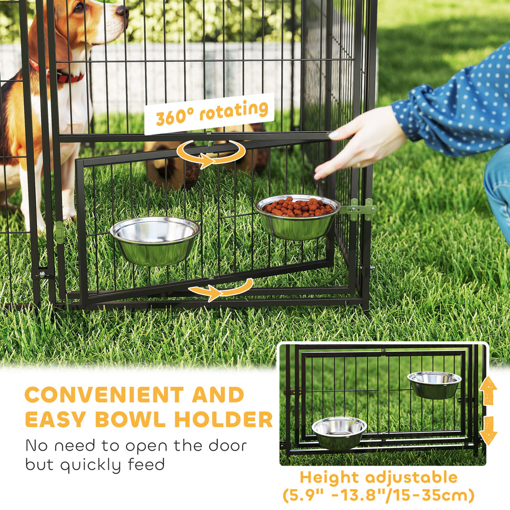Large Outdoor Dog Kennel with Dual Rooms and Adjustable Bowls – view 7