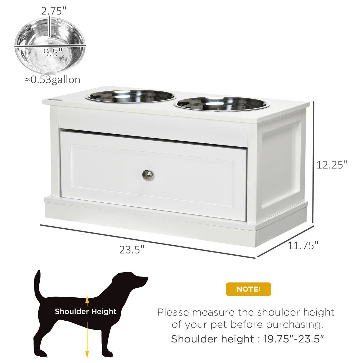 Large Elevated Dog Bowls with Storage Drawer for Easy Feeding – view 8
