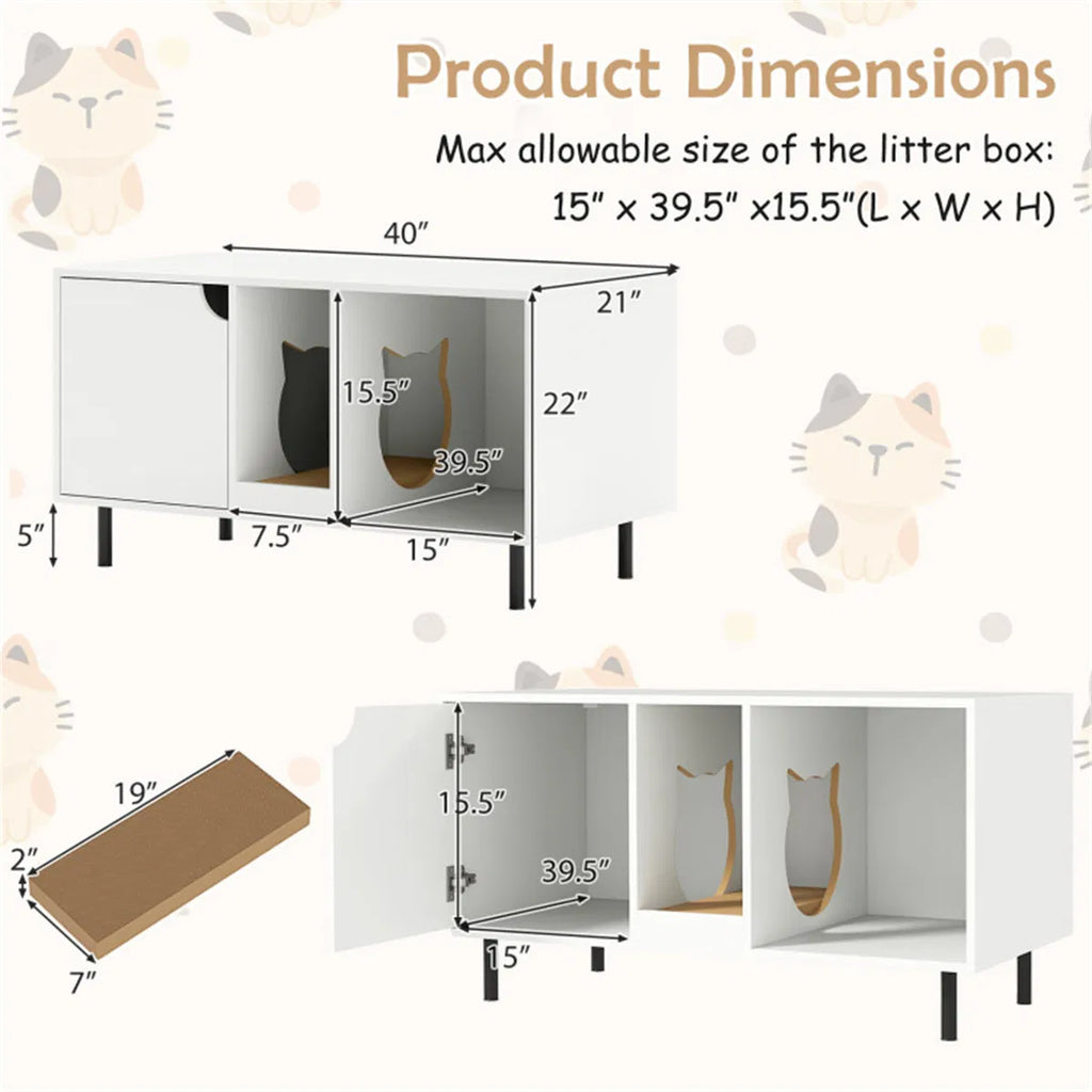 Cat Litter Box Enclosure with Double-Room Design – view 9