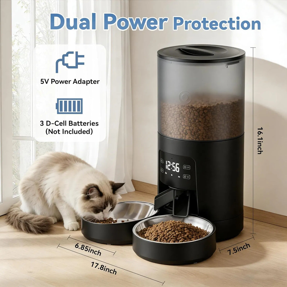 Automatic Cat Feeder with Dual Bowls and Voice Recorder – view 10