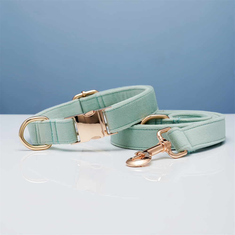 Personalized Velvet Dog Collar and Leash Set with Bow – view 18