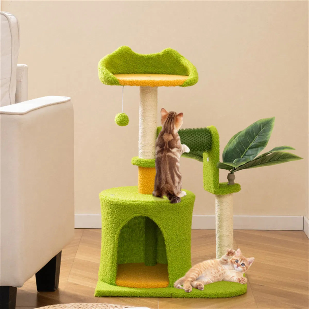 Cat Tree with Self-Groomer and Scratching Posts – view 9
