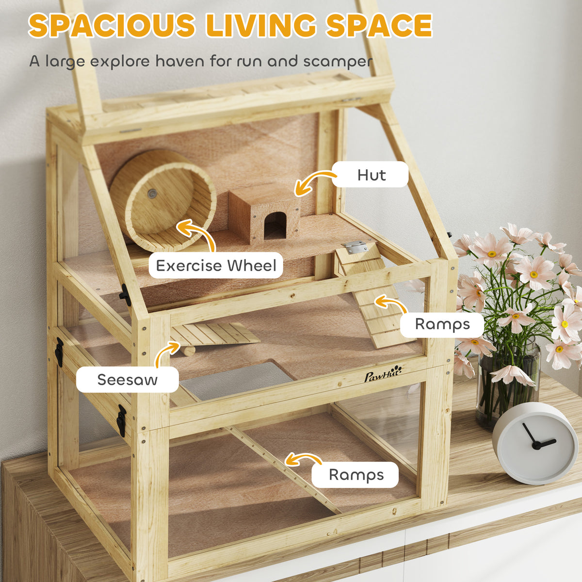 Three-Tier Wooden Hamster Cage with Accessories – view 7