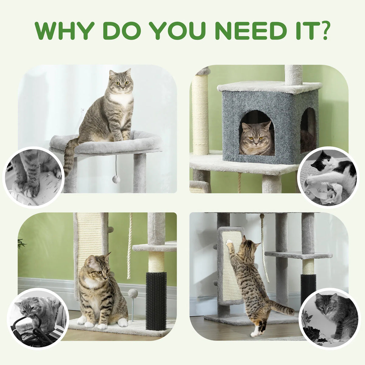 52 Inch Cat Tree with Scratching Posts and Cozy Bed – view 7