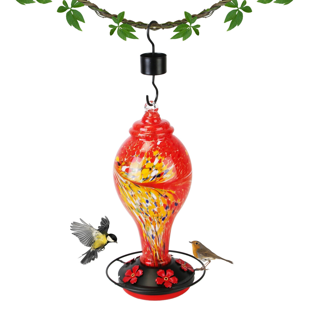 Glass Hummingbird Feeder With 5 Feeding Ports and 33oz Capacity – view 10