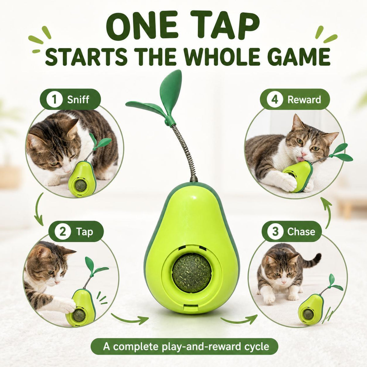 Avocado-Shaped Cat Tumbler Toy for Interactive Play – view 13
