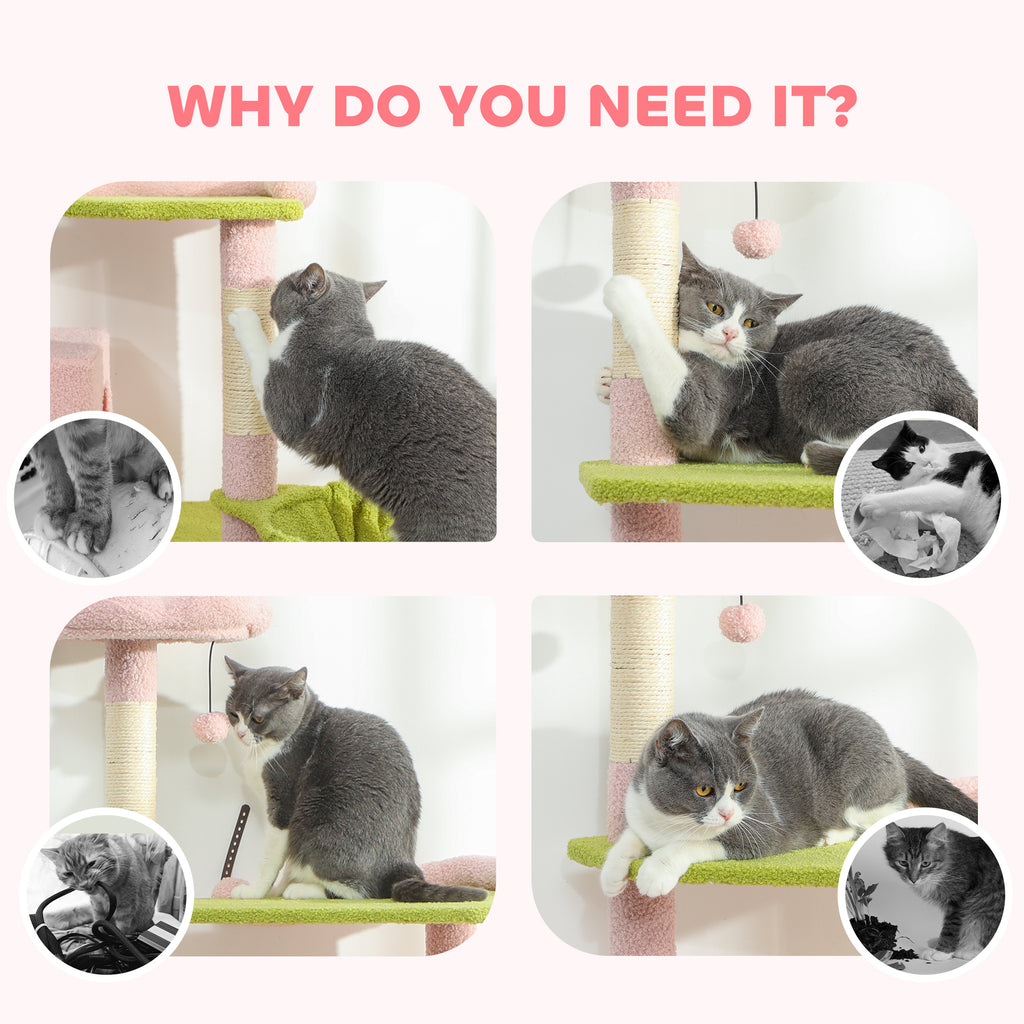Flower Cat Tree with Scratching Post, Large Cat Tower – view 9
