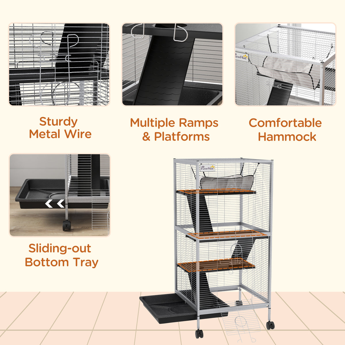 Rolling Small Animal Cage with Hammock for Ferrets and Chinchillas – view 8