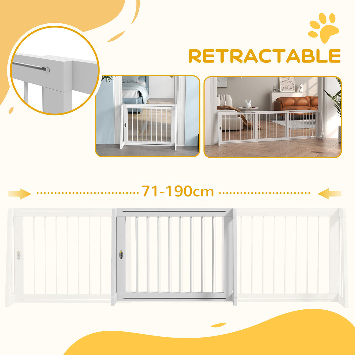 Freestanding Wooden Pet Gate with Support Feet – view 8