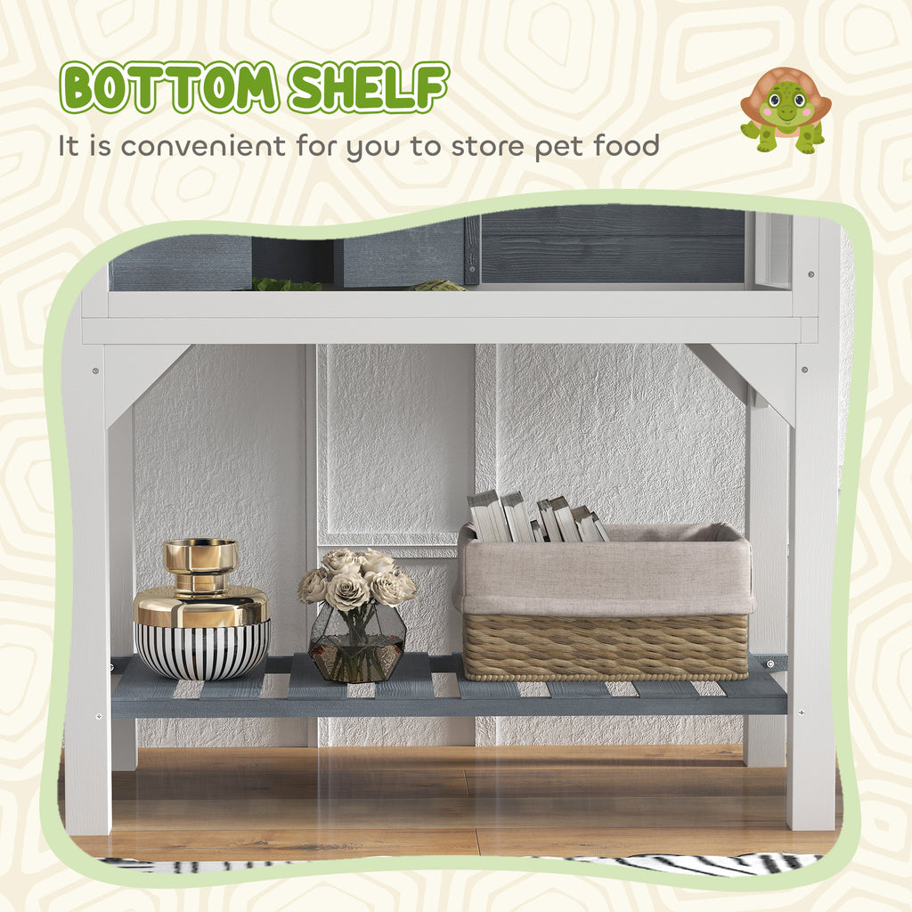 Wooden Tortoise Habitat with Storage Shelf and Clear Windows – view 7