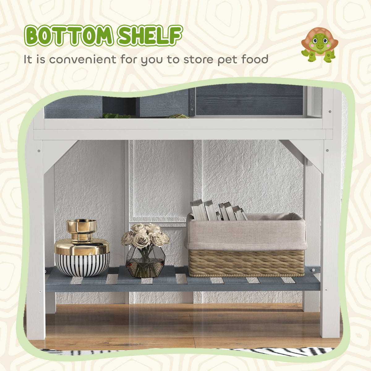 Wooden Tortoise Habitat with Storage Shelf and Clear Windows – view 7