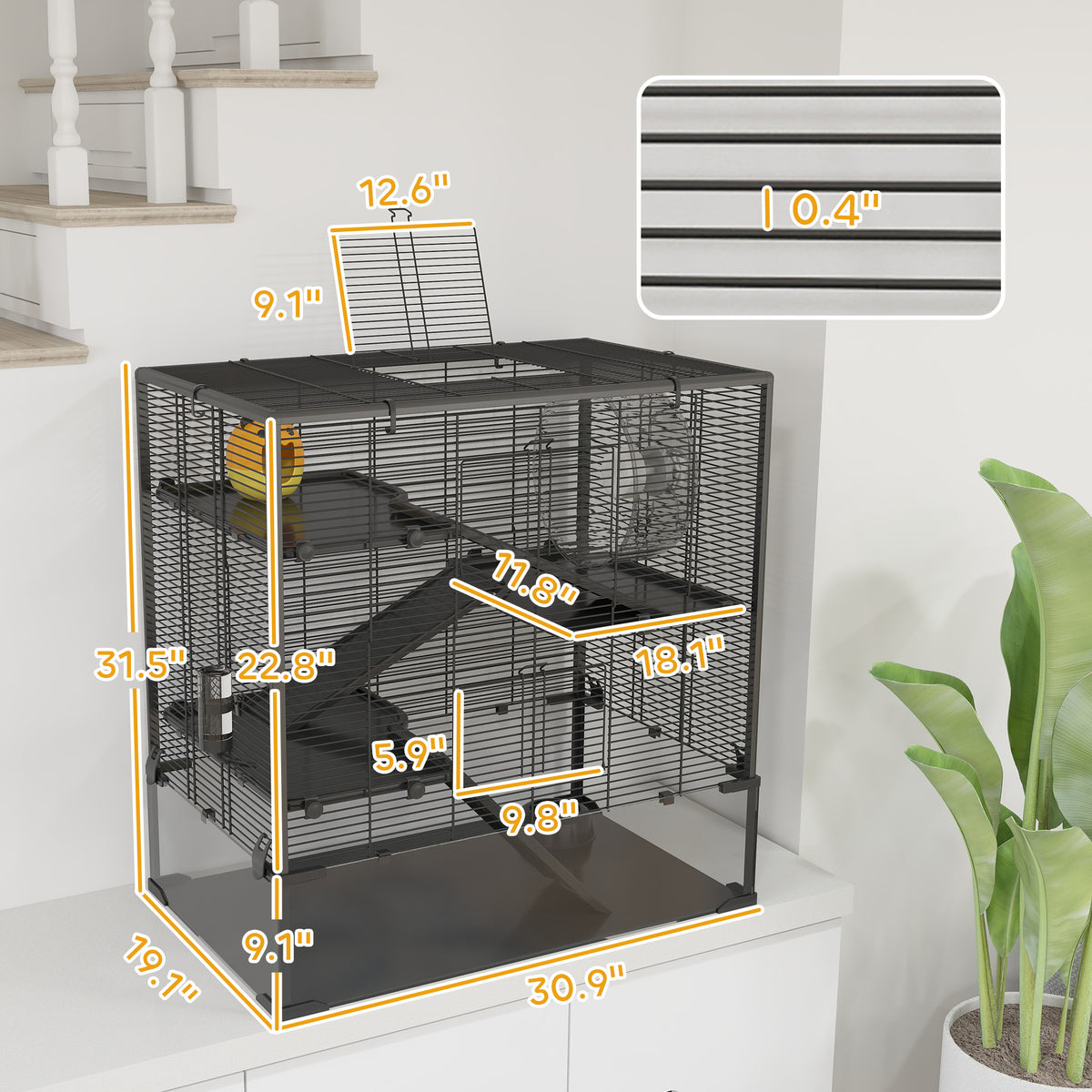 4 Tier Hamster Cage with Glass Bottom and Accessories – view 8