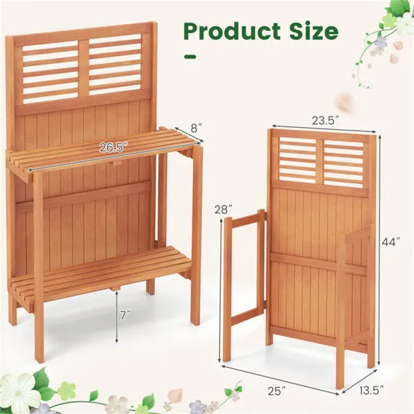 Foldable Outdoor Garden Plant Stand with Storage Shelves – view 9
