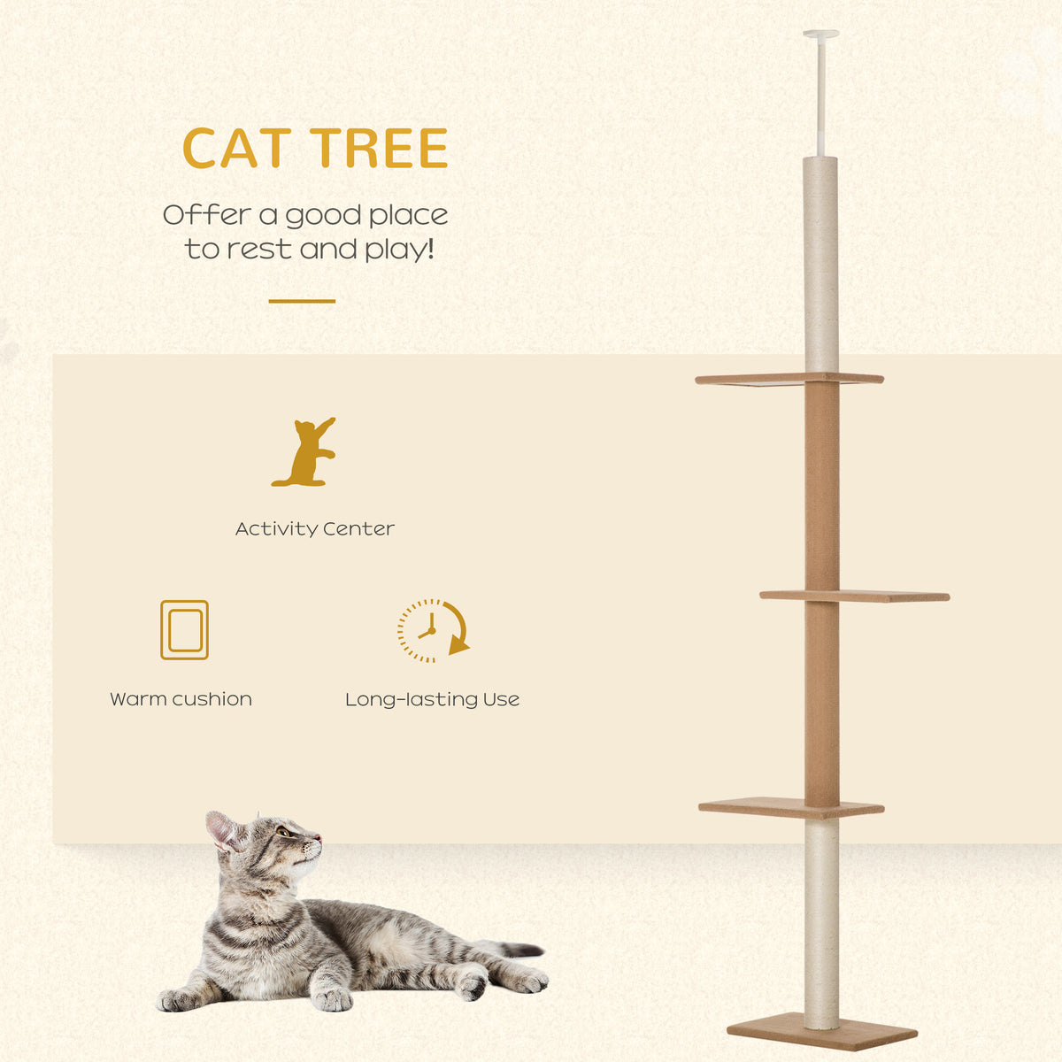 Floor-to-Ceiling Cat Tree Tower for Climbing and Scratching – view 9