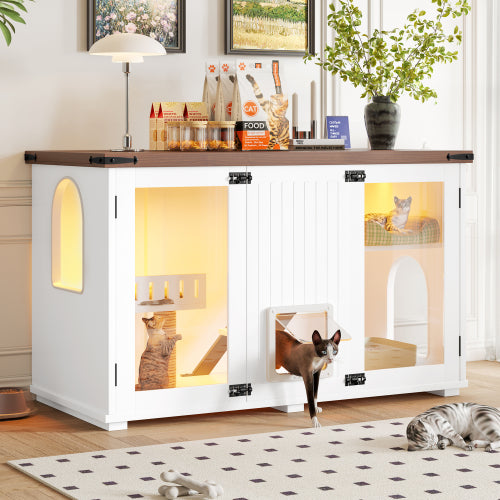 Large Cat Litter Box Enclosure with LED Light – view 11
