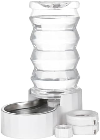 8L Automatic Water Feeder with Stainless Steel Bowl - Two Caps and Filters for 30-60 LB Dogs