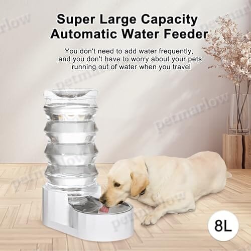 8L Automatic Water Feeder with Stainless Steel Bowl - Two Caps and Filters for 30-60 LB Dogs – view 5