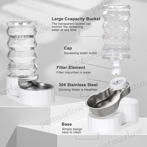 8L Automatic Water Feeder with Stainless Steel Bowl - Two Caps and Filters for 30-60 LB Dogs – view 6
