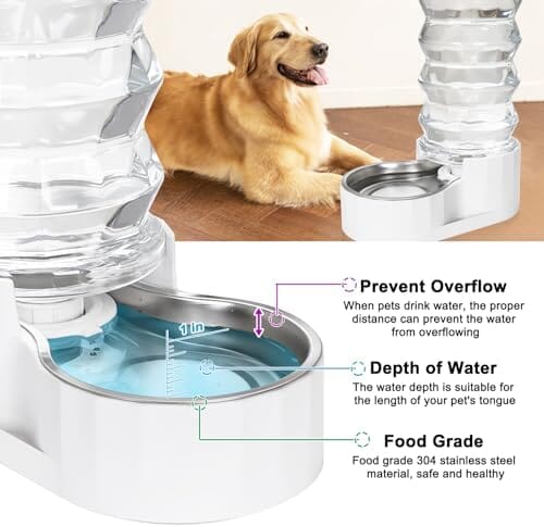 8L Automatic Water Feeder with Stainless Steel Bowl - Two Caps and Filters for 30-60 LB Dogs – view 8