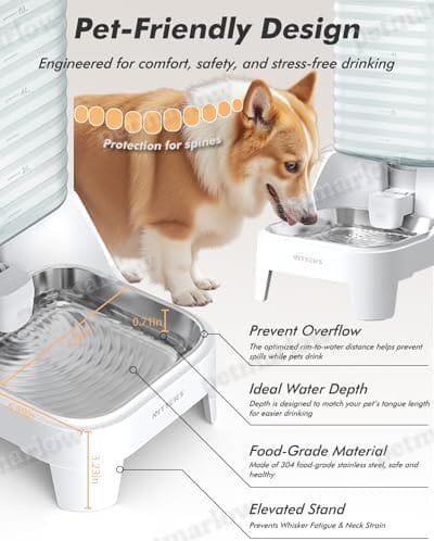 8L Large Gravity Cat Water Dispenser with Filter & Adjustable Base – view 5