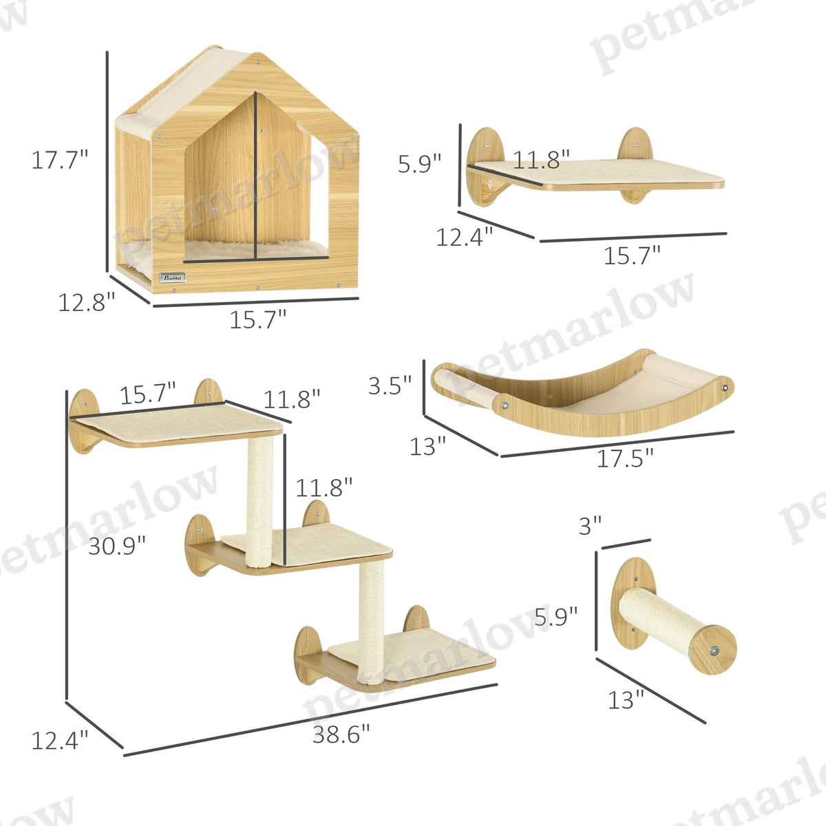 8PCs Cat Wall Shelves Pet Wall-mounted Climbing Shelf Set – view 3