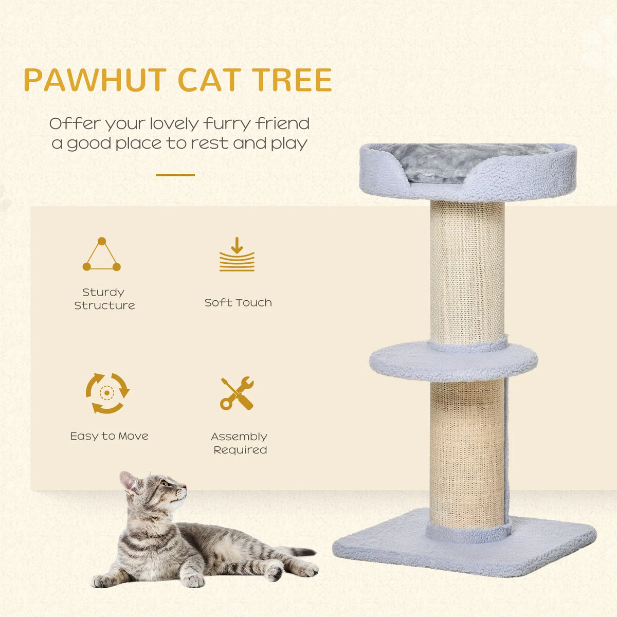 Cat Tree with Scratching Post and Cozy Bed for Cats – view 7