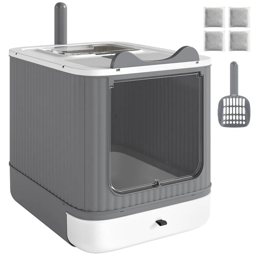 Cat Litter Box with Adjustable Front for Easy Access – view 8