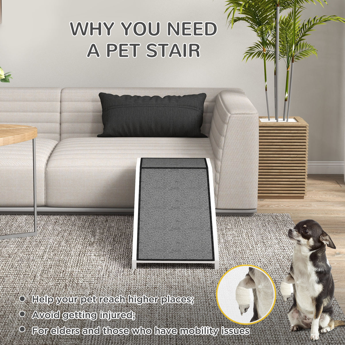 49" Pet Ramp for Dogs & Cats with Non-Slip Carpet, White – view 8