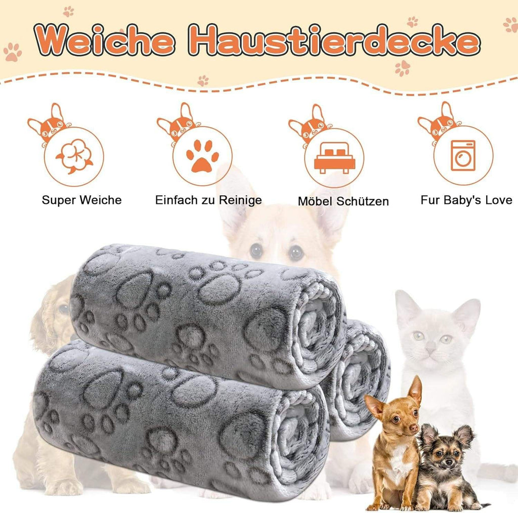 3 Pack Soft Plush Paw Print Dog Blanket – view 8