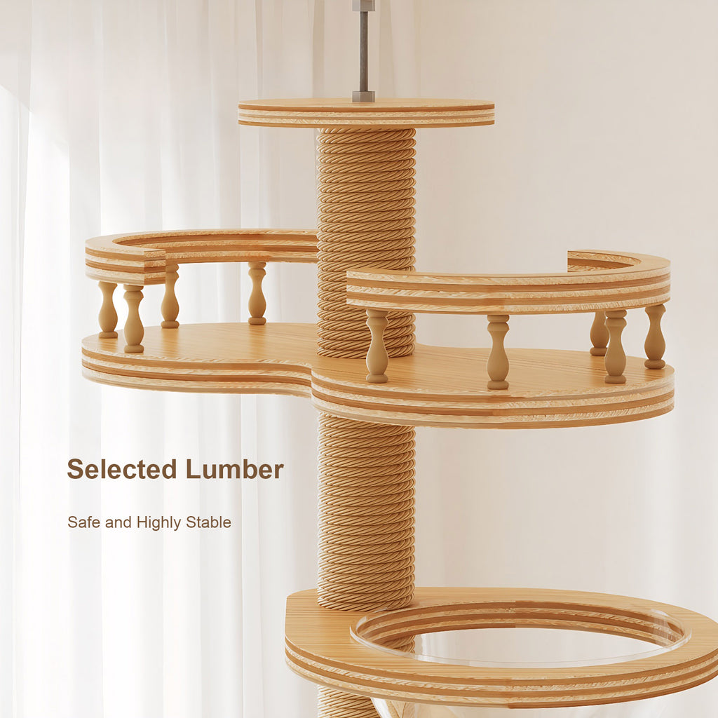 Floor to Ceiling Cat Tree with Scratching Post and Condo Bed – view 11