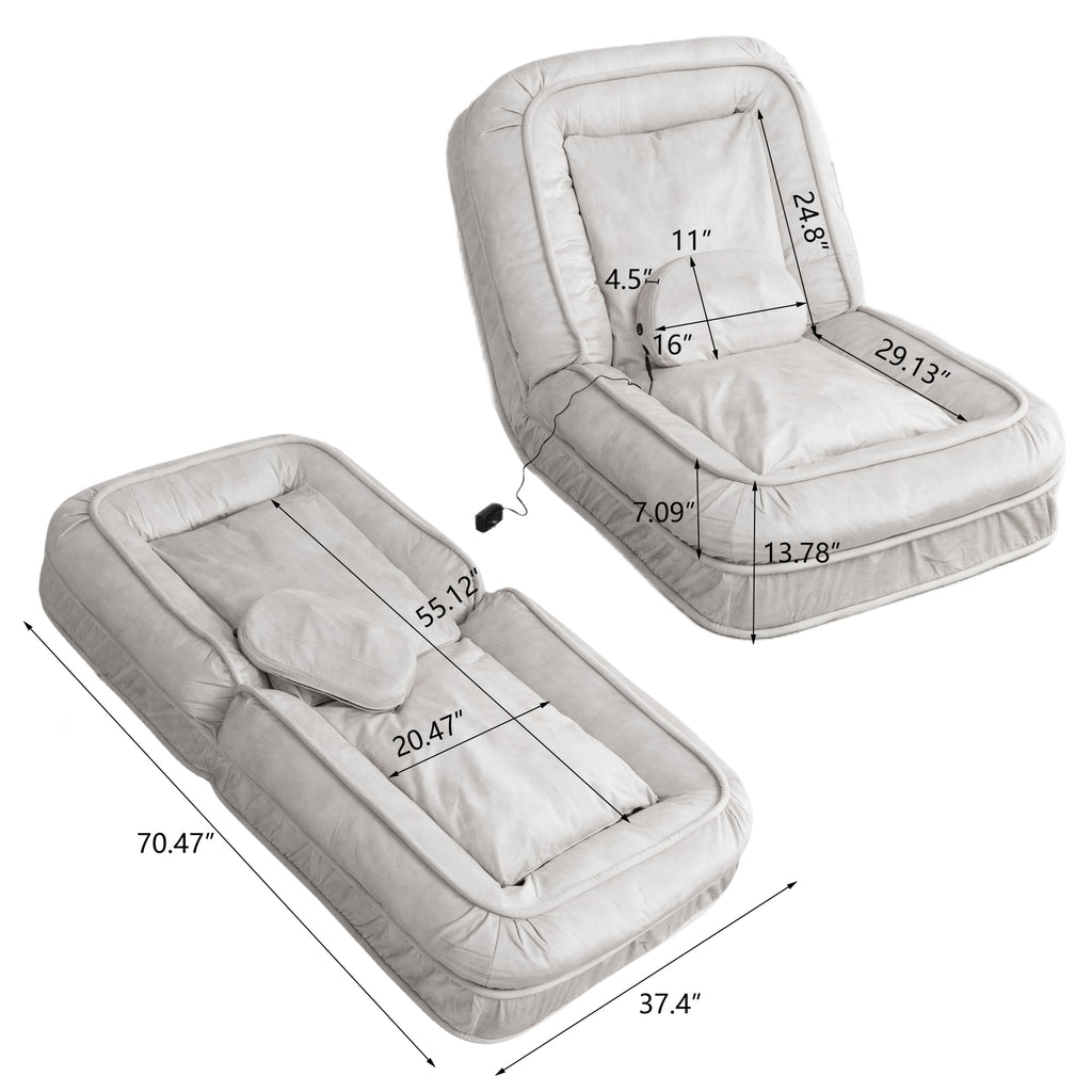 Upholstered Dog Bed with Adjustable Backrest and Massage Pillow – view 9