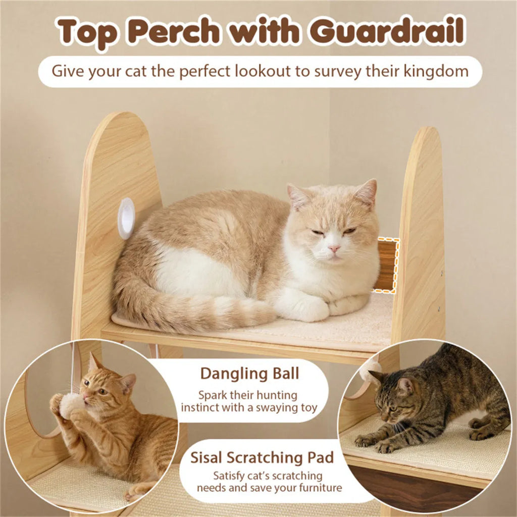 4-Tier Rocket Shape Cat Tree with Condo and Scratch Pad – view 8