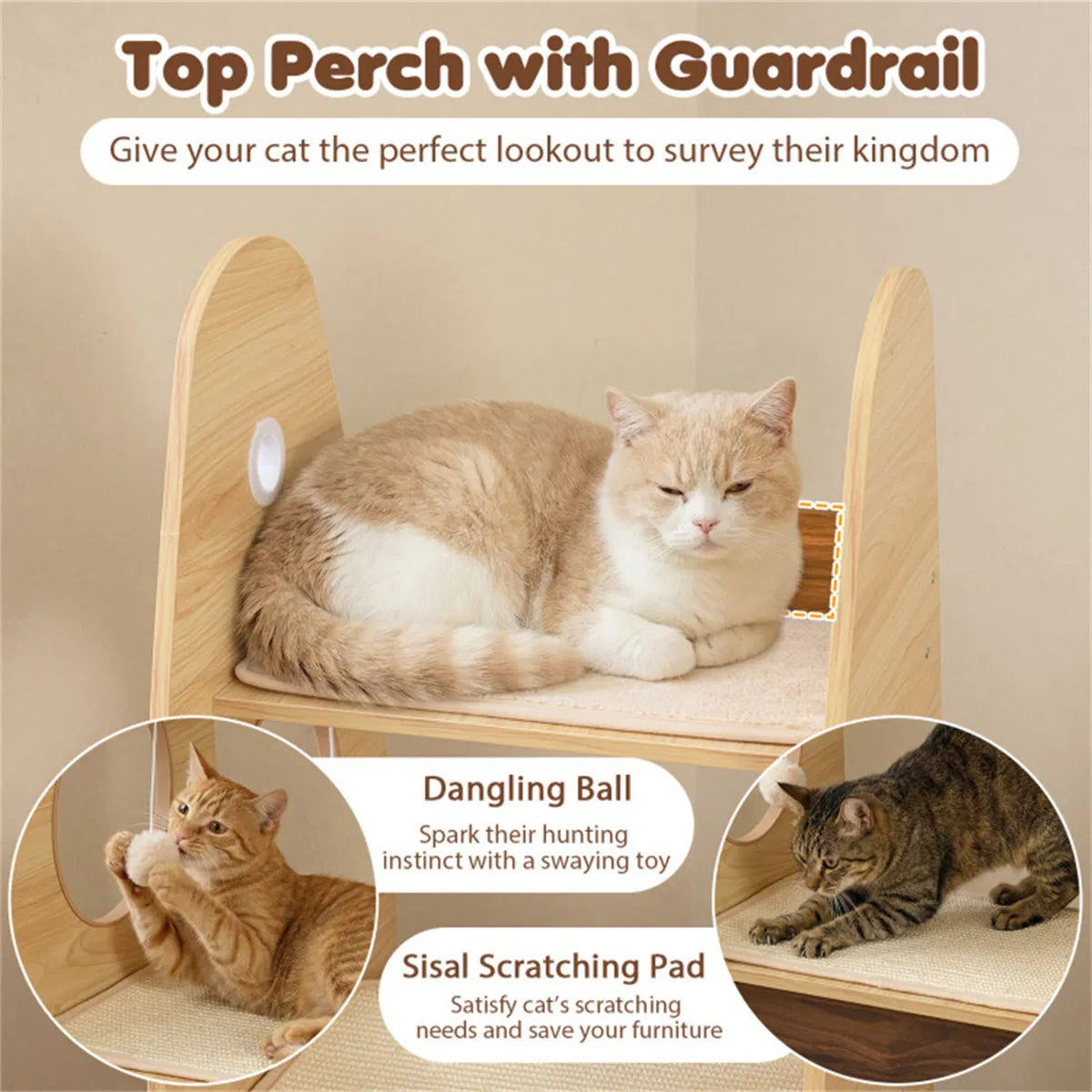 4-Tier Rocket Shape Cat Tree with Condo and Scratch Pad – view 8